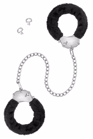 Металеві поножі з хутром Fetish Tentation Adjustable metal and fur ankle cuffs, 2 ключі