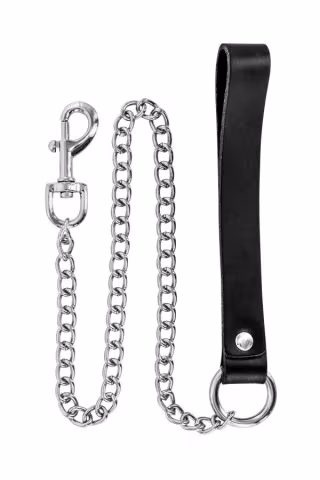 Повідець із натуральної шкіри Fetish Tentation Premium Metal leash with cowhide leather wrist 72 см