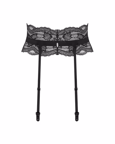 Пояс для панчіх Obsessive Nutris garter belt, XL/2XL, мереживний, з довгими пажами