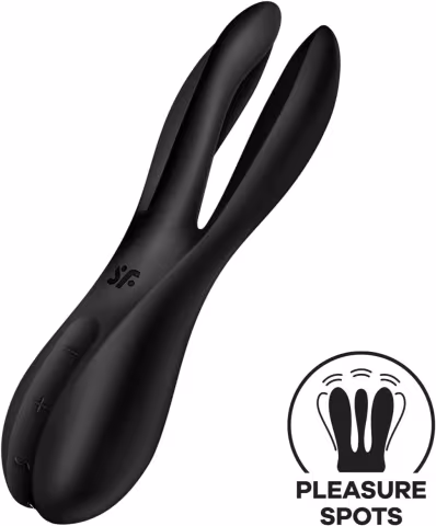 Кліторальний вібратор Satisfyer Threesome 2 Black, 3 гнучкі пальчики, 3 мотори
