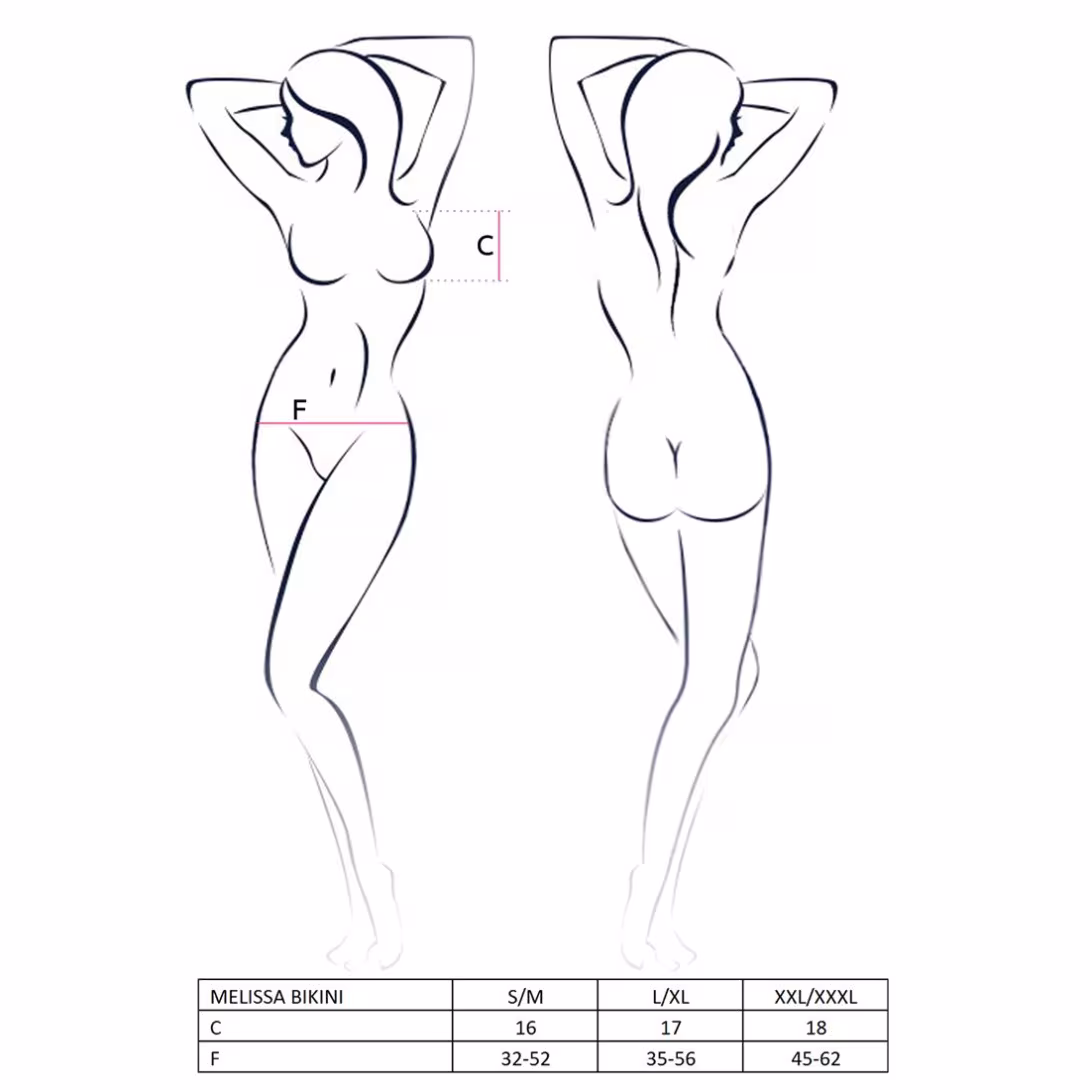 Комплект білизни Passion MELISSA BIKINI S/M, black, ліф зі шнурівкою і трусики стрінги — фото 7