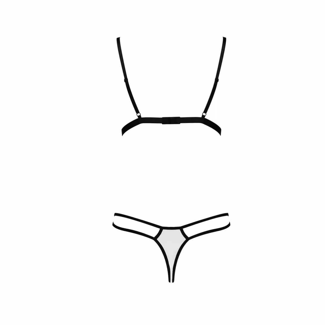 Комплект білизни Passion ORIHIME SET L/XL, white, стрепи, ліф і трусики — фото 4