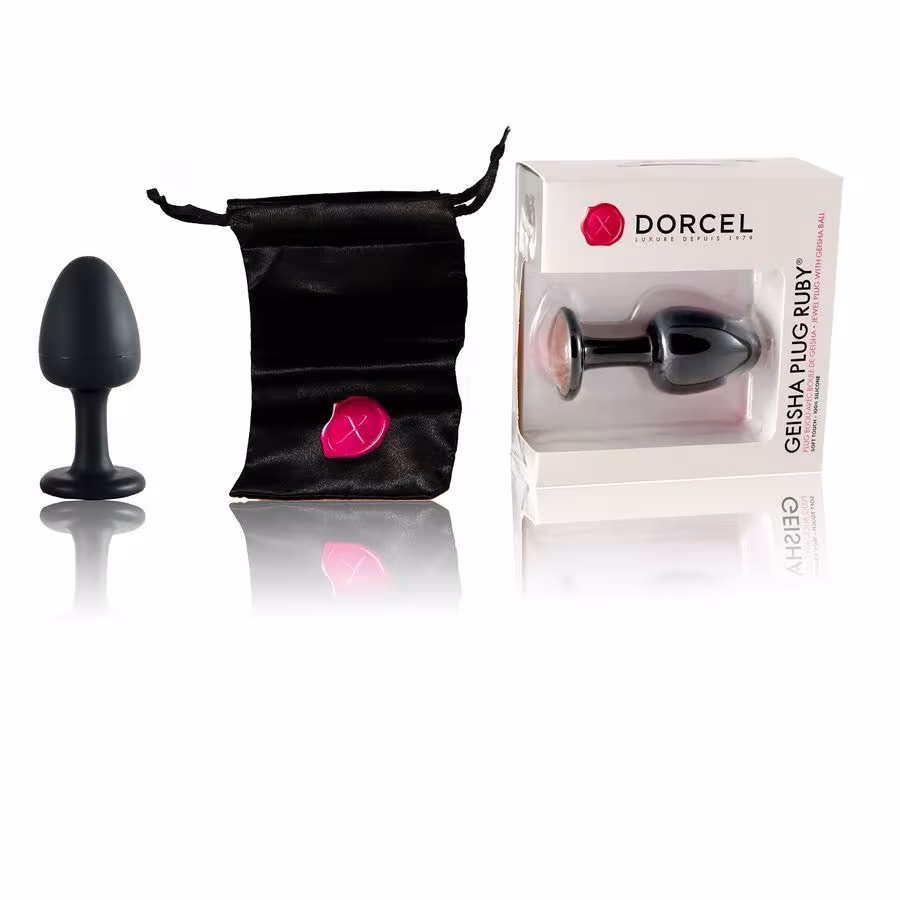 Анальна пробка Dorcel Geisha Plug Ruby M з кулькою всередині, створює вібрації, макс. діаметр 3,2см — фото 3