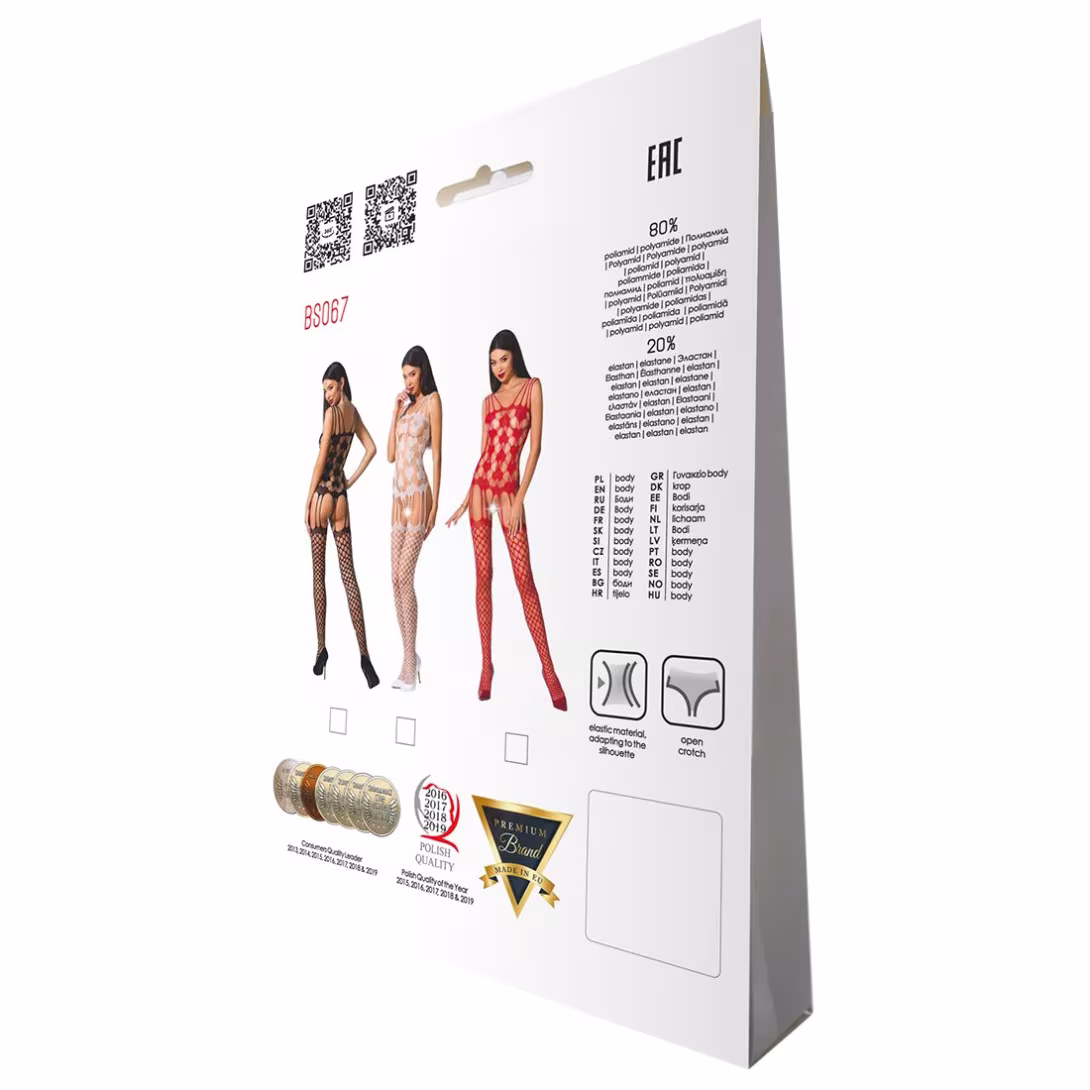 Бодістокінг Passion BS067 red, комбінезон, імітація панчох і топа на бретелях — фото 6