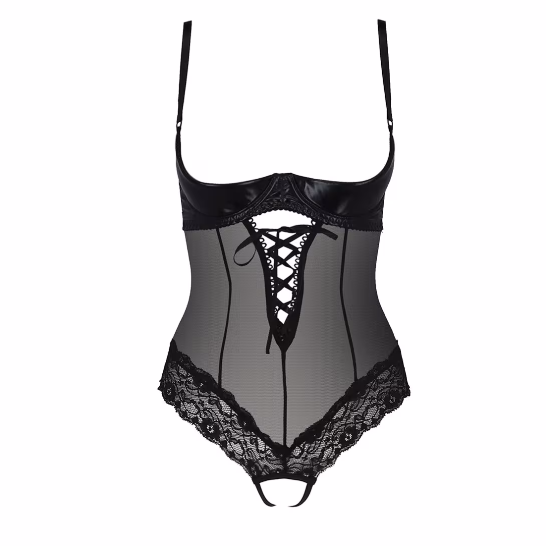 Боді з відкритими грудьми Passion Exclusive NORTH BODY L/XL, black — фото 3