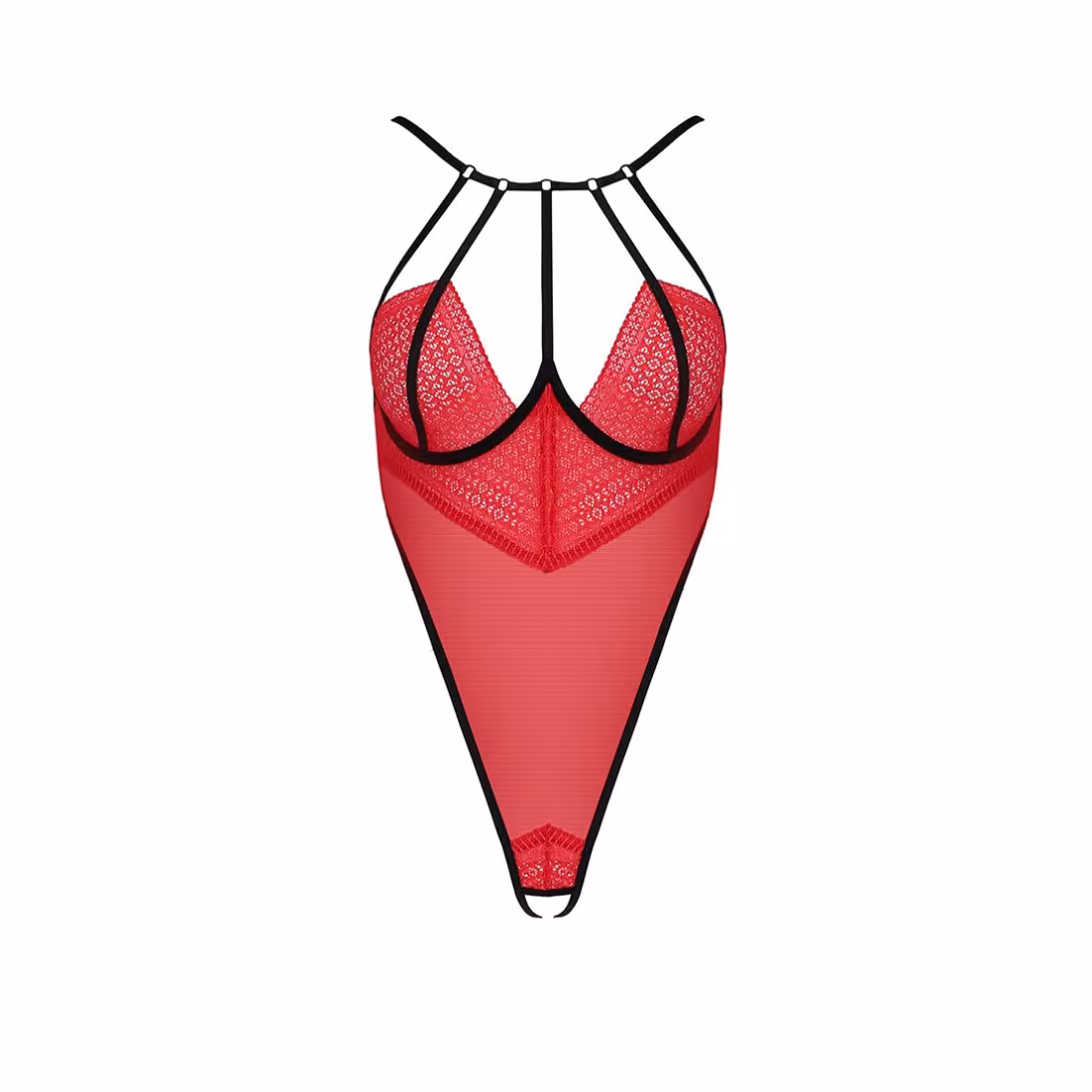 Боді з високим вирізом стегна Passion Exclusive AKITA BODY L/XL, red — фото 5