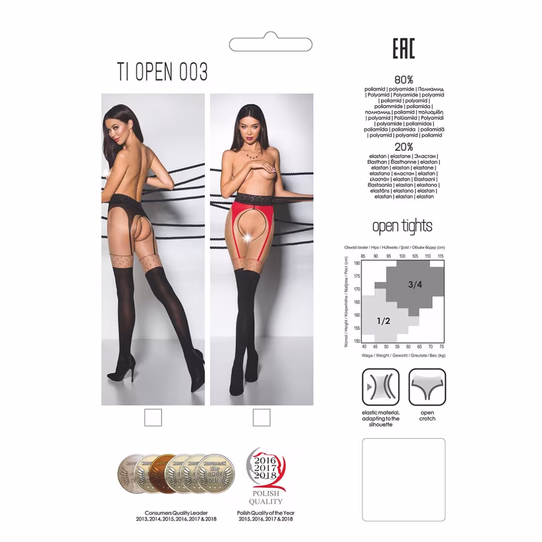 Еротичні колготки Passion TIOPEN 003 1/2 (20/40 den), nero, імітація панчох і пояса — фото 6