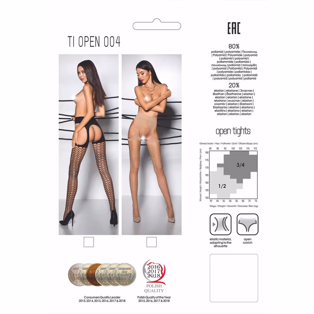 Еротичні колготки Passion TIOPEN 004 1/2 (fishnet 40 den), nero, імітація панчох і пояса — фото 6