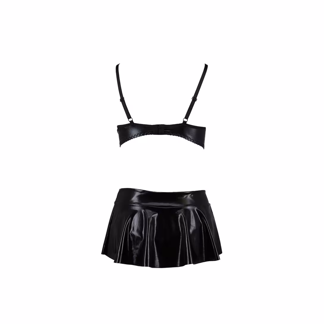 Комплект білизни під латекс Passion DEBY SET S/M, black, ліф, мініспідничка, стрінги — фото 4