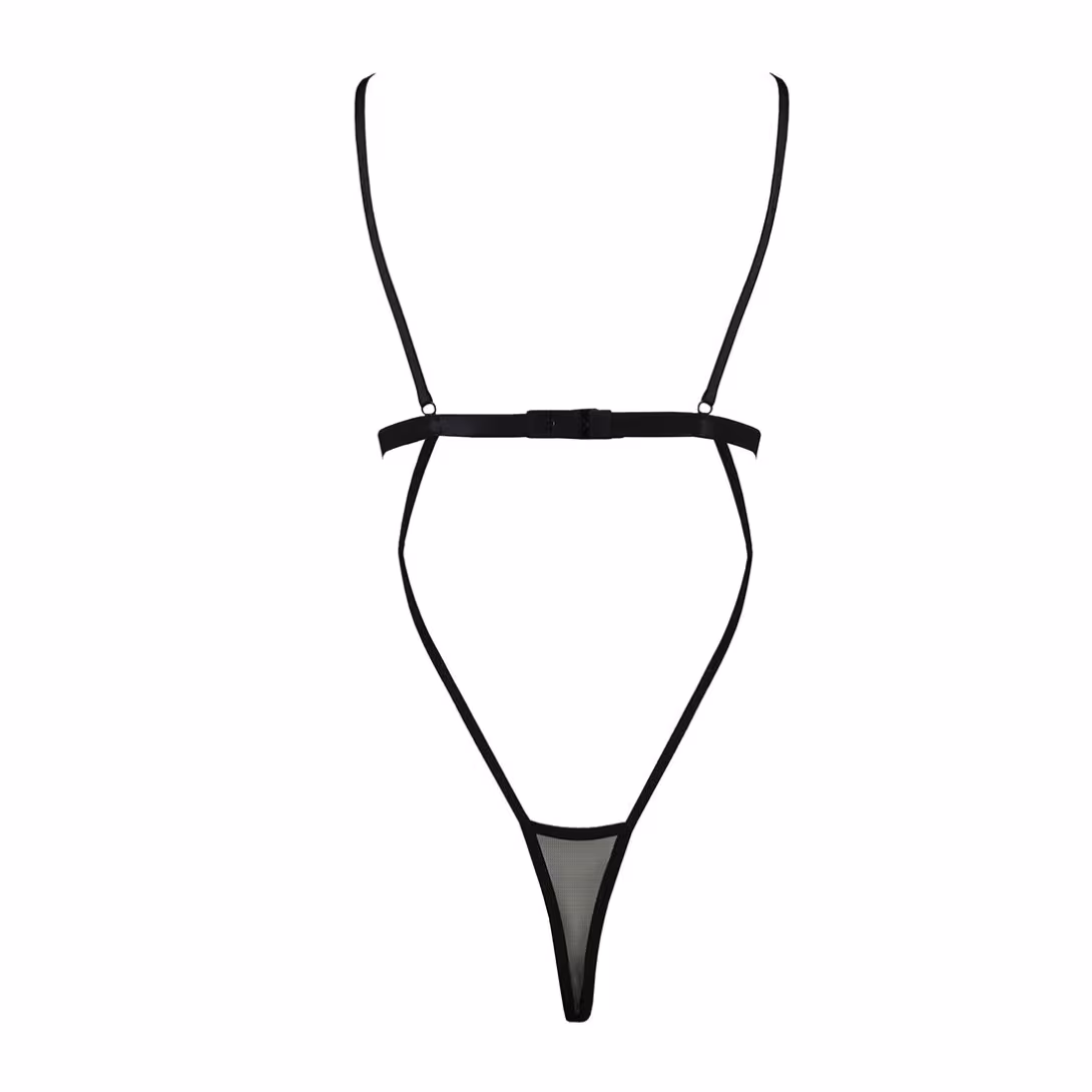 Боді монокіні з відкритими грудьми Passion DIABOLINA BODY L/XL, black — фото 4