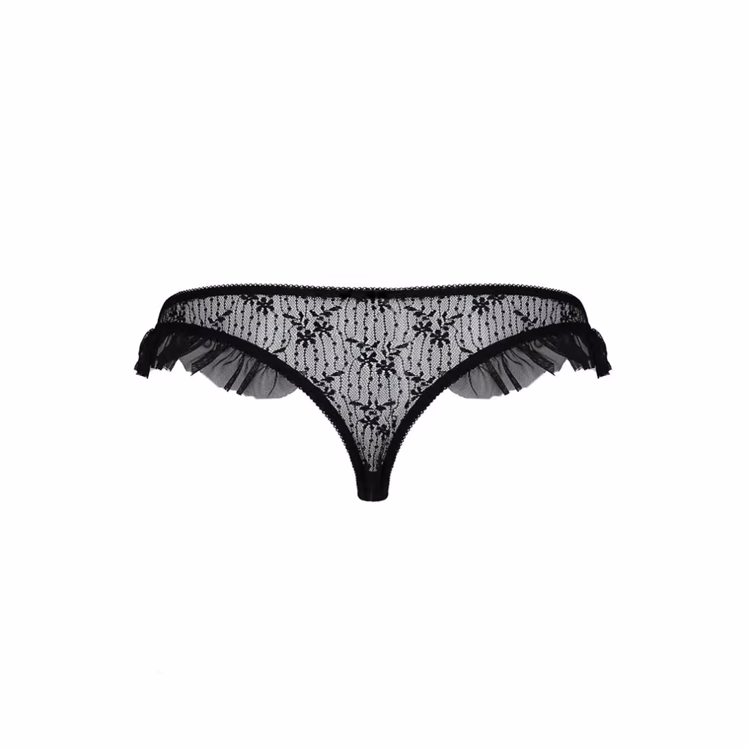 Трусики з оборками Passion Exclusive DONIA THONG L/XL, black — фото 6