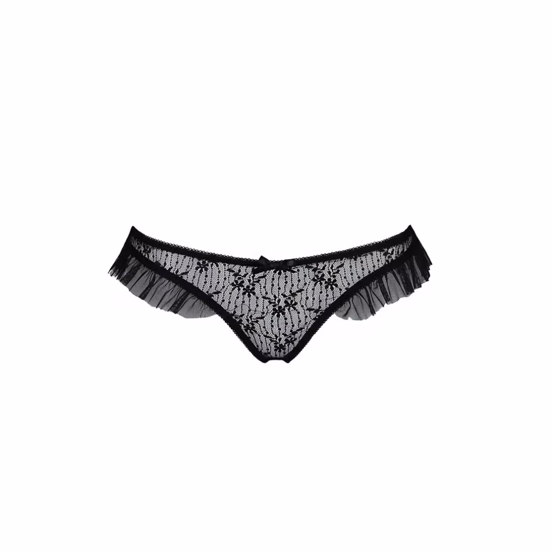 Трусики з оборками Passion Exclusive DONIA THONG L/XL, black — фото 5