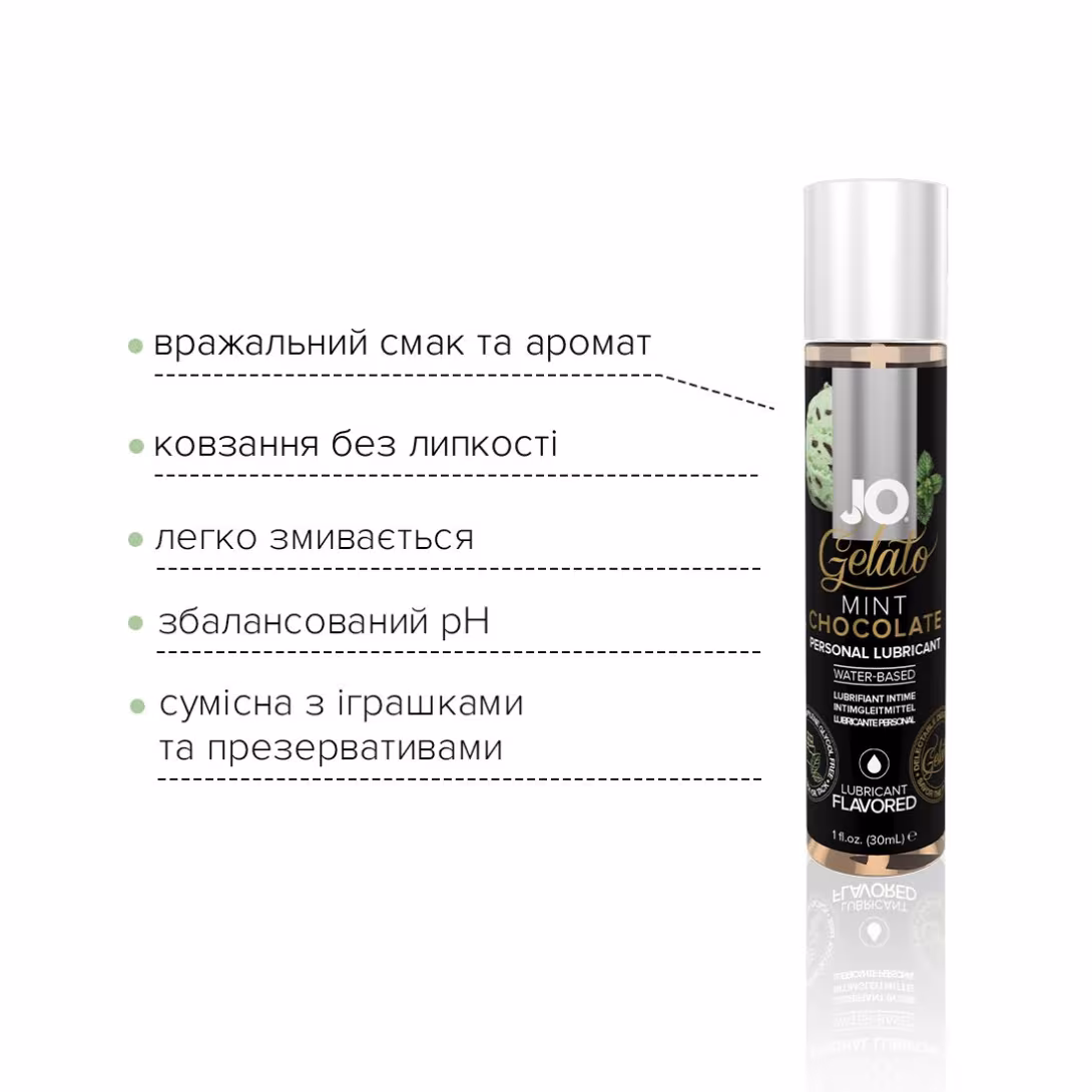 Змазка на водній основі JO GELATO Mint Chocolate (30 мл) без цукру, парабенів та пропіленгліколю — фото 3