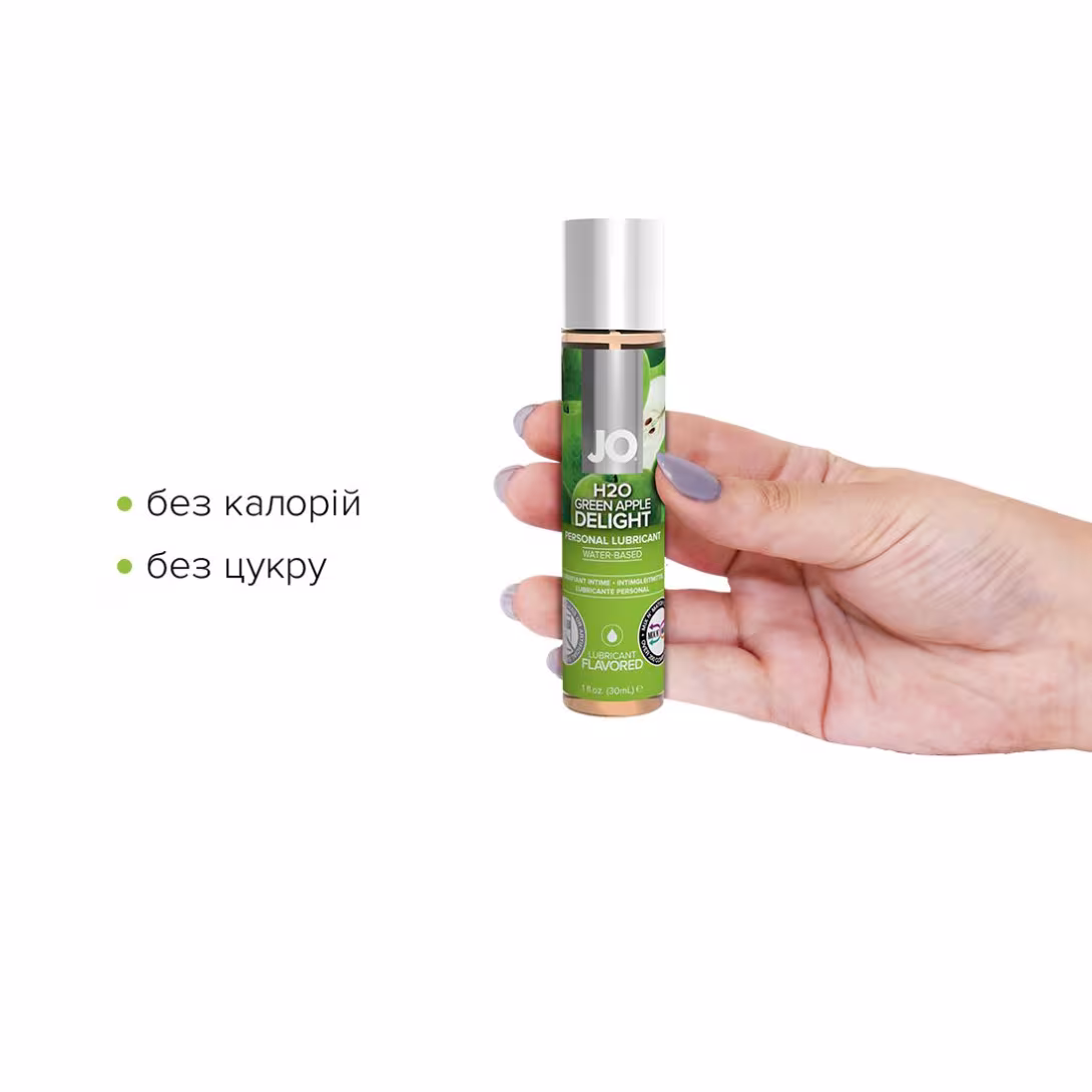 Змазка на водній основі JO H2O — Green Apple (30 мл) без цукру, рослинний гліцерин — фото 2