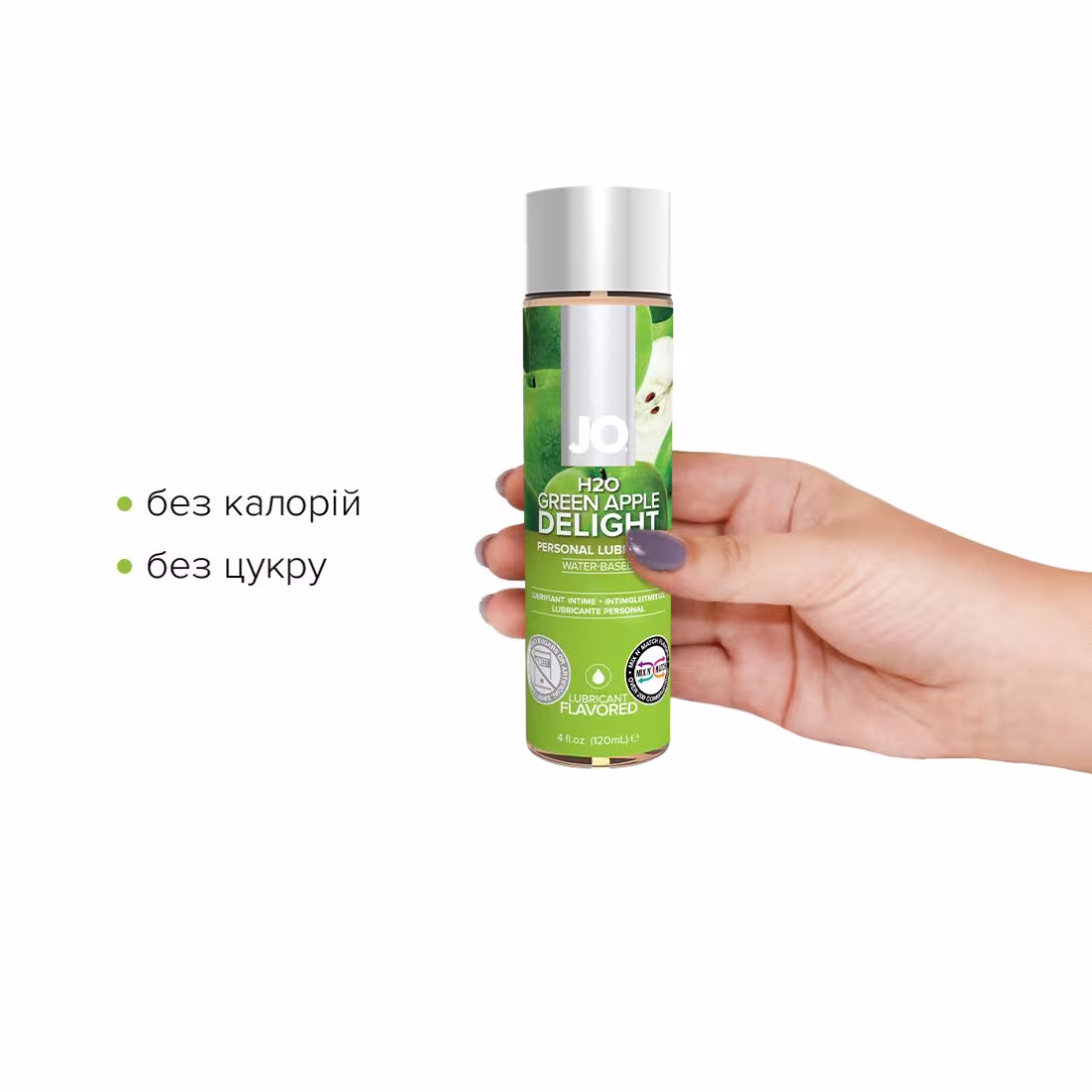 Змазка на водній основі JO H2O — Green Apple (120 мл) без цукру, рослинний гліцерин — фото 2