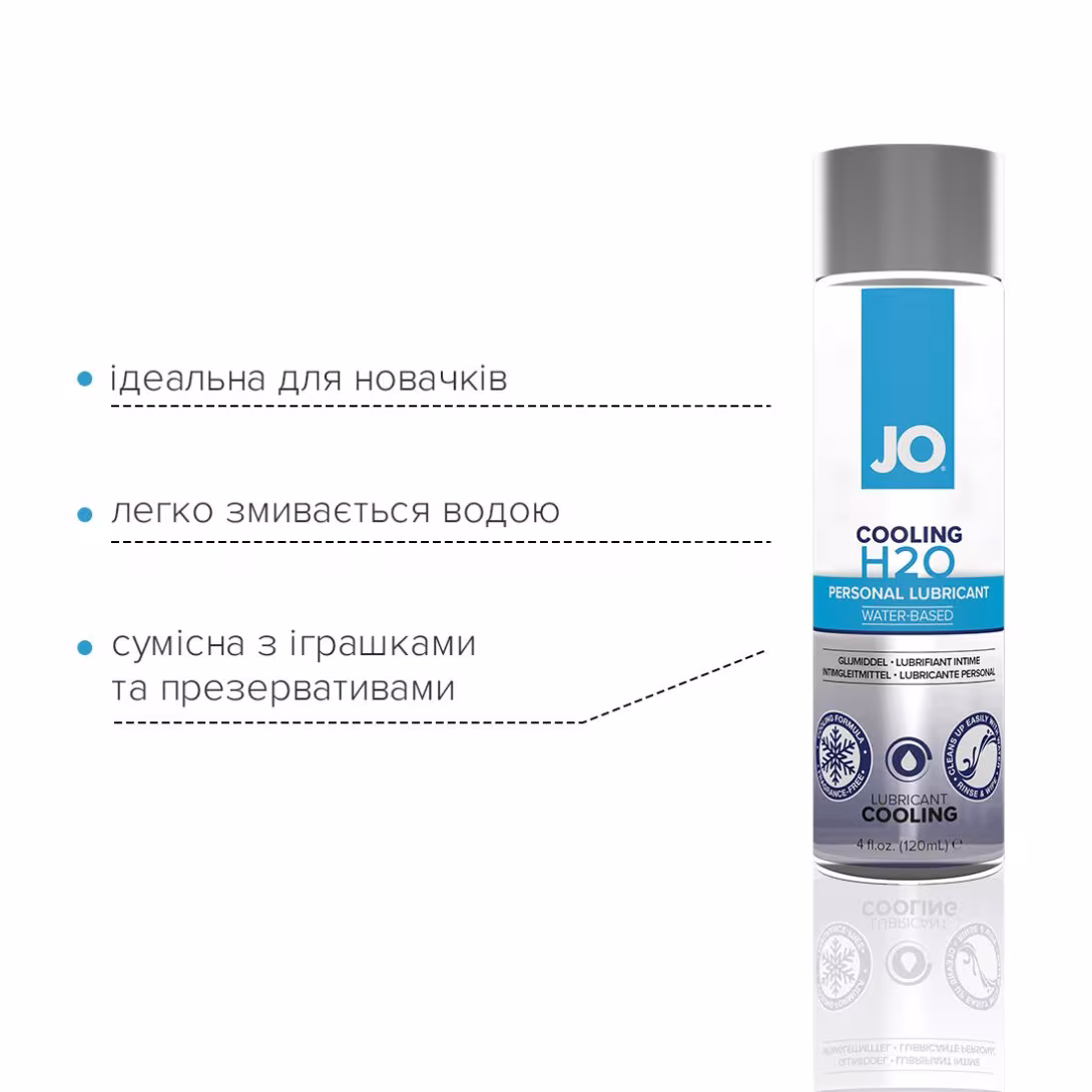 Охолоджувальна змазка на водній основі JO H2O COOLING (120 мл) з ментолом, рослинний гліцерин — фото 3