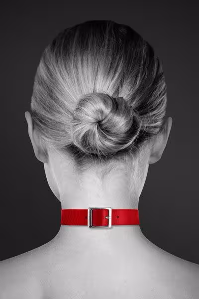 Чокер з кільцем для повідця Bijoux Pour Toi - FETISH Red, екошкіра — фото 2