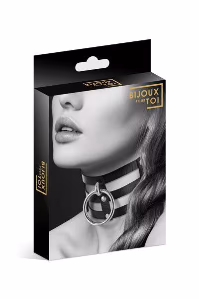Чокер потрійний з кільцем для повідця Bijoux Pour Toi - FETISH, екошкіра — фото 3