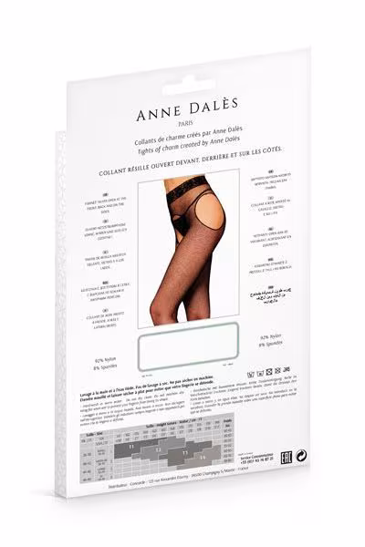 Колготки-панчохи з поясом Anne De Ales MORGANE T3 Black, дрібна сіточка, з доступом — фото 3