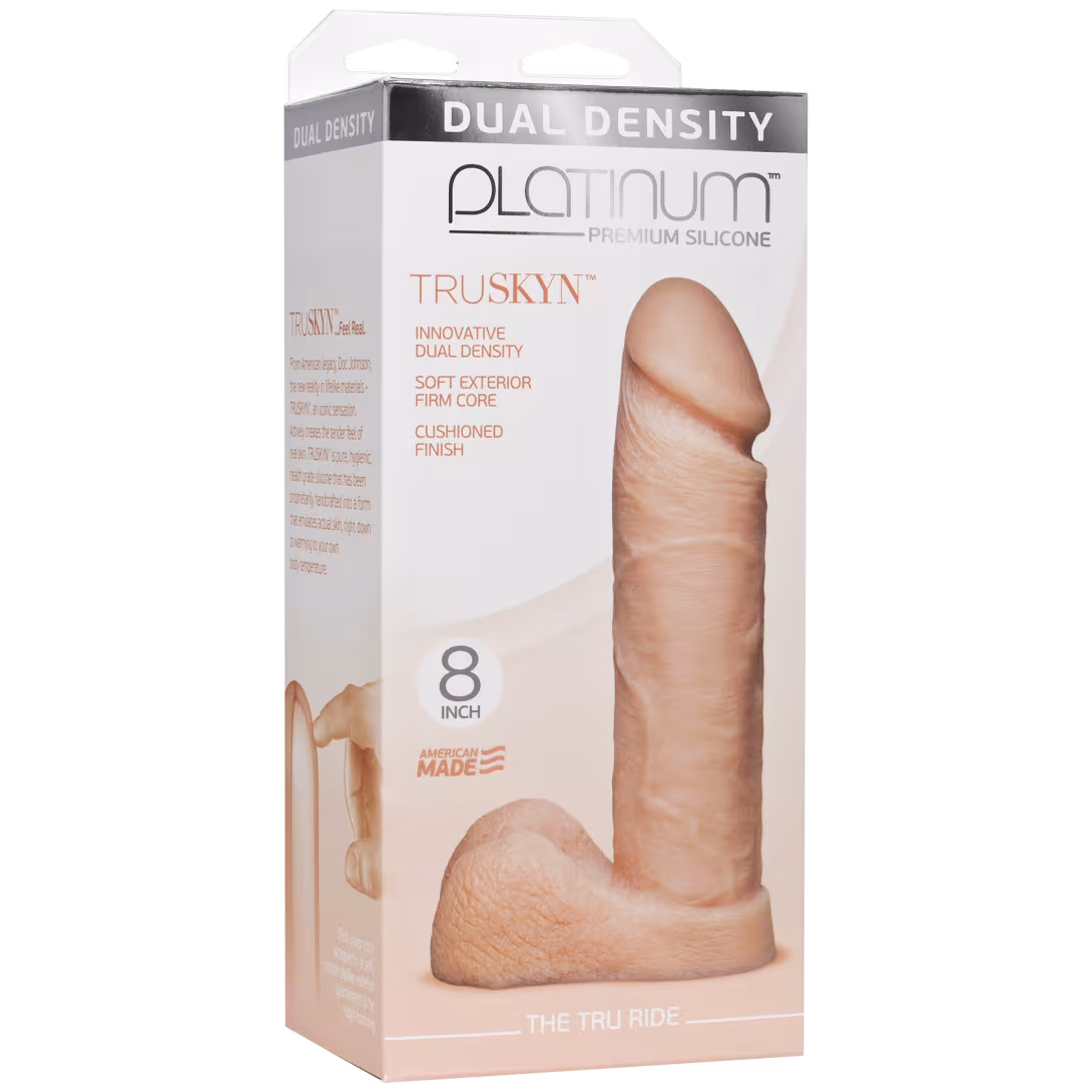 Фалоімітатор Doc Johnson Platinum TRUSKYN - The Tru Ride 8 Inch, діаметр 4,8 см, двошаровий силікон — фото 3
