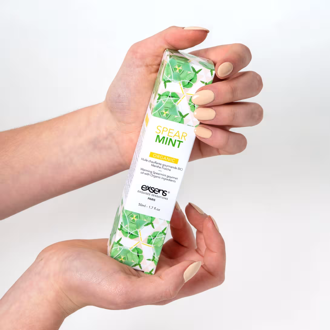 Масажна олія EXSENS Organic Spear Mint 50мл розігрівальна, без цукру, без парабенів, їстівна — фото 3