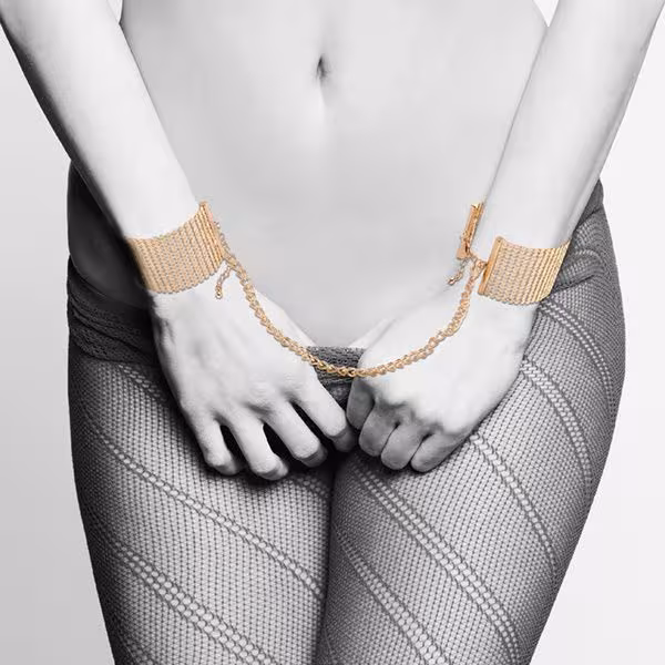 Наручники Bijoux Indiscrets Desir Metallique Handcuffs - Gold, металеві, стильні браслети — фото 6