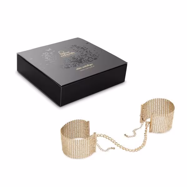 Наручники Bijoux Indiscrets Desir Metallique Handcuffs - Gold, металеві, стильні браслети — фото 4