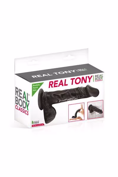 Фалоімітатор Real Body — Real Tony Black, TPE, діаметр 3,5 см — фото 3