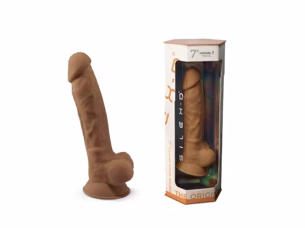 Фалоімітатор SilexD Johnny Caramel (MODEL 1 size 7in), двошаровий, силікон + Silexpan, діаметр 3,8см — фото 8