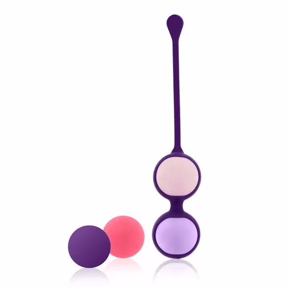 Набір вагінальних кульок Rianne S: Pussy Playballs Coral, маса 15, 25, 35, 55г, моноліт, косметичка — фото 2