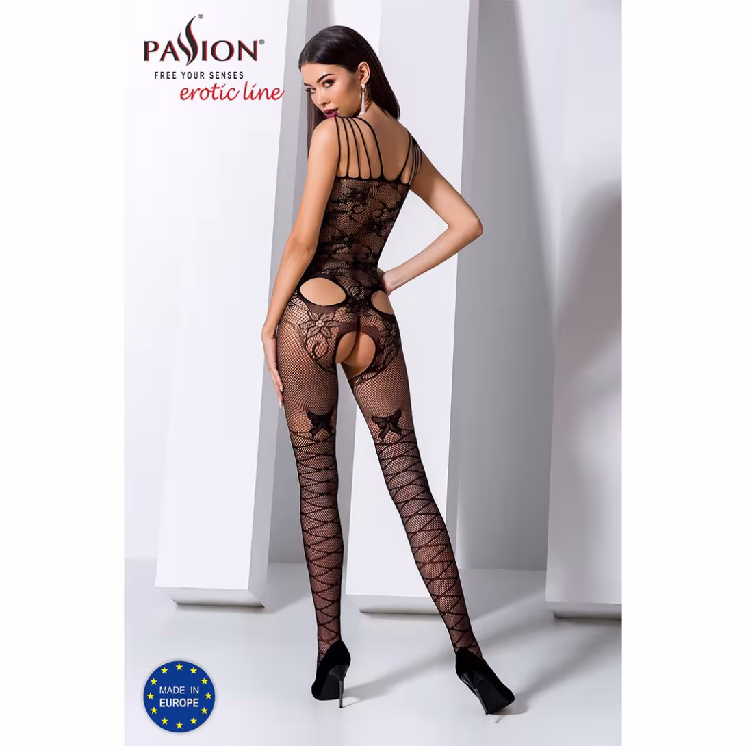 Ажурний бодістокінг з інтимними вирізами Passion BS076 black — фото 4