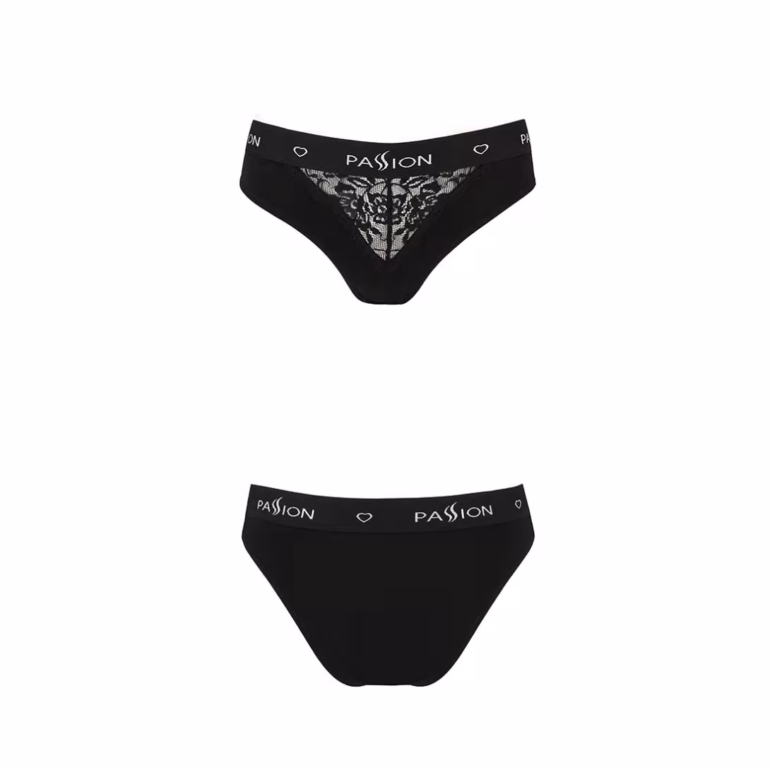 Трусики з широкою гумкою і мереживом Passion PS001 PANTIES M, black — фото 5