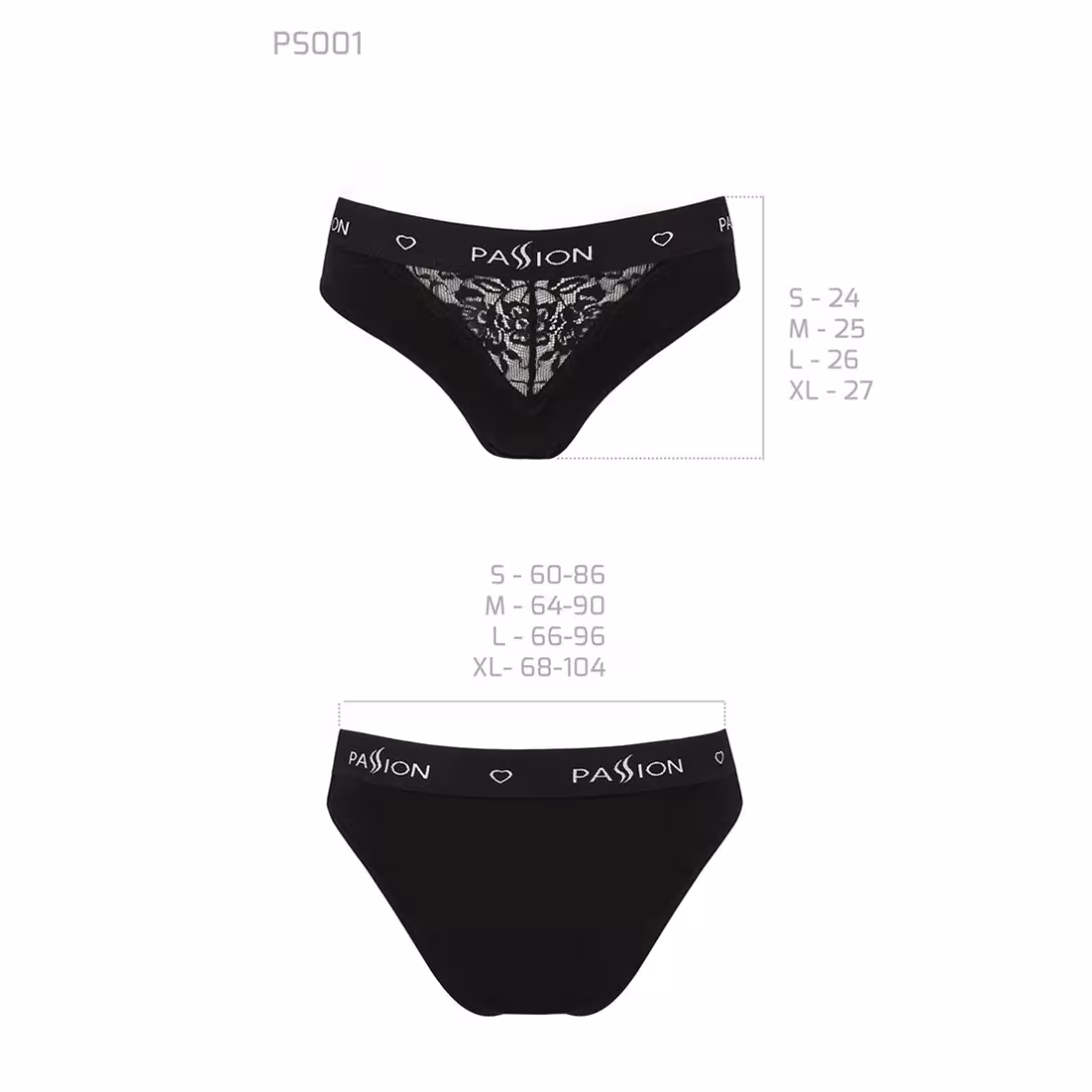 Трусики з широкою гумкою і мереживом Passion PS001 PANTIES M, black — фото 6