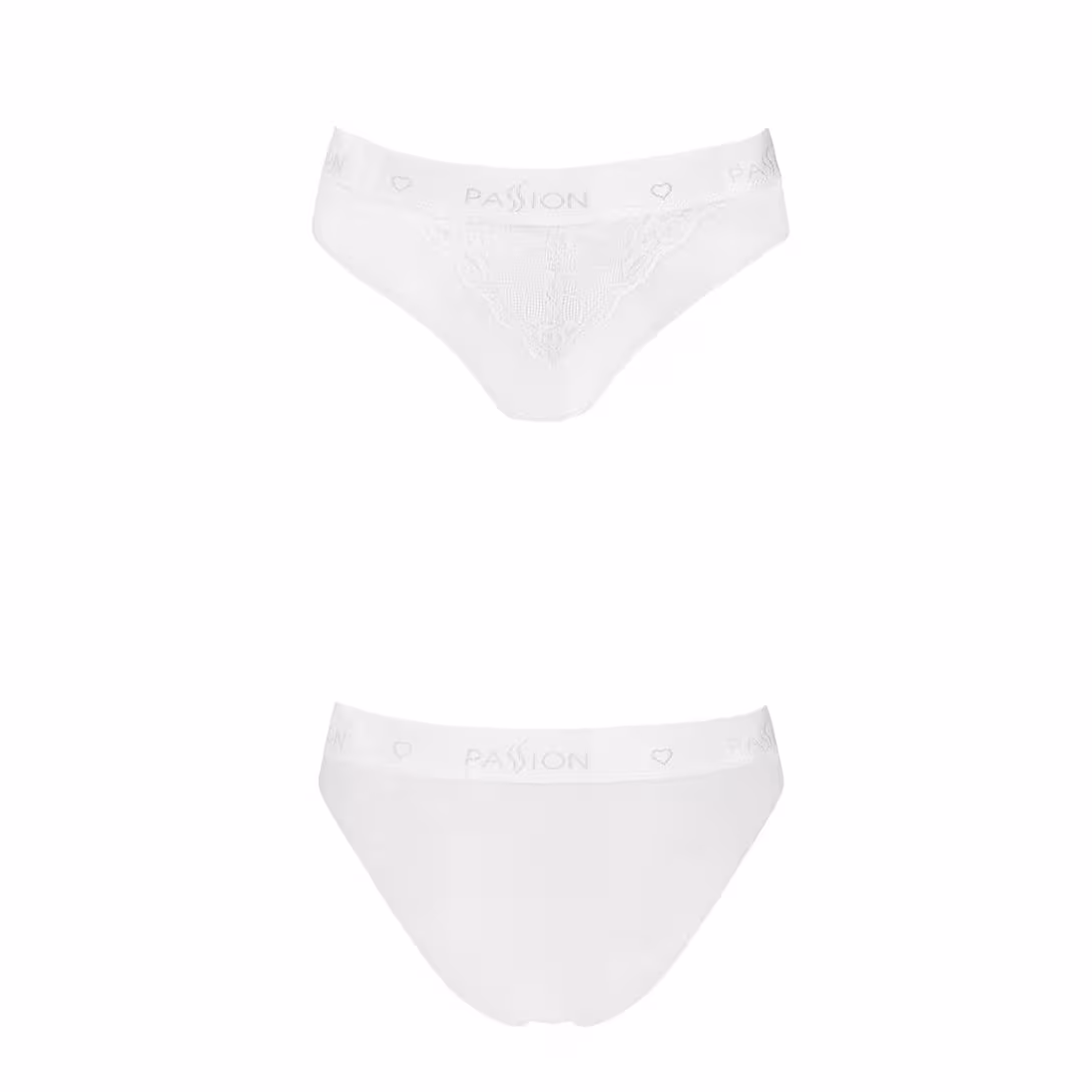 Трусики з широкою гумкою і мереживом Passion PS001 PANTIES XL, white — фото 4