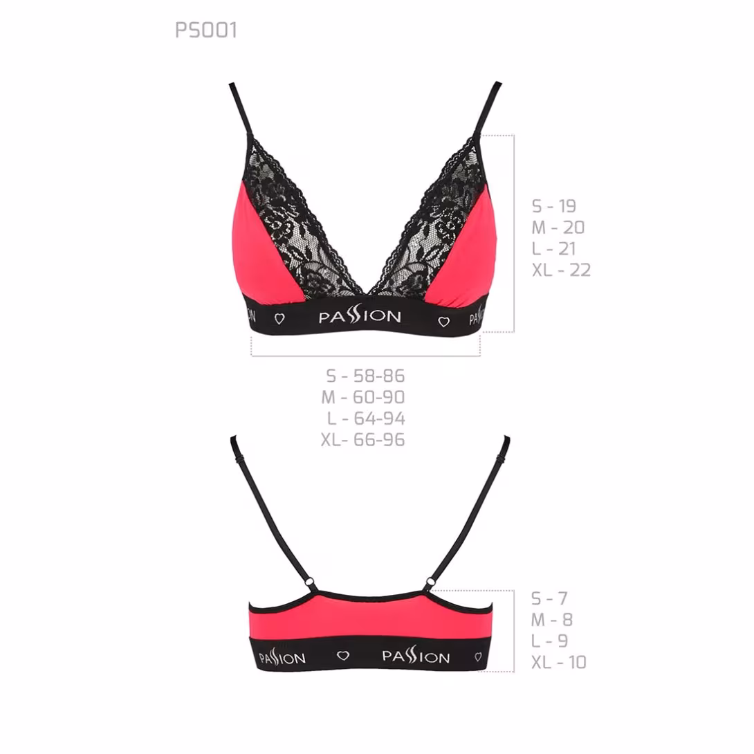 Еластичний топ з мереживом Passion PS001 TOP XL, red-black — фото 5