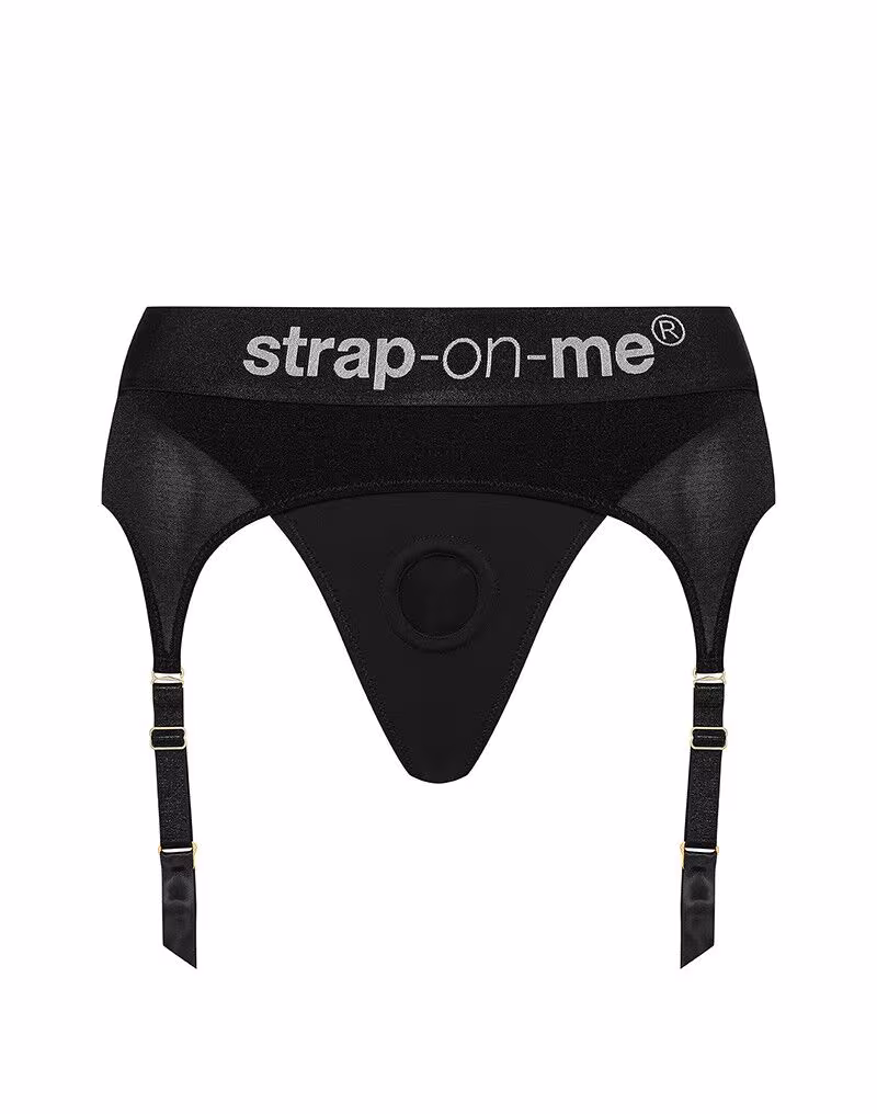 Трусики для страпона з підв’язками для панчіх Strap-On-Me REBEL HARNESS - XL — фото 3