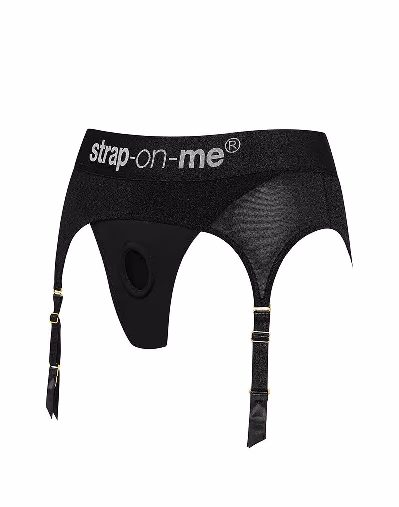 Трусики для страпона з підв’язками для панчіх Strap-On-Me REBEL HARNESS - XL — фото 2