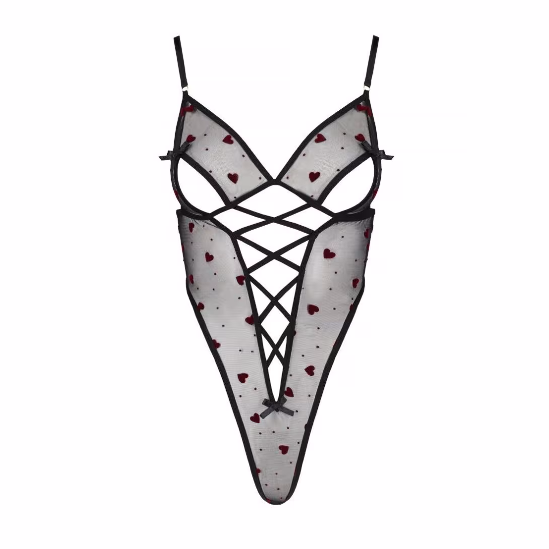 Еротичний боді з малюнком Passion LOVELIA BODY S/M, black — фото 5