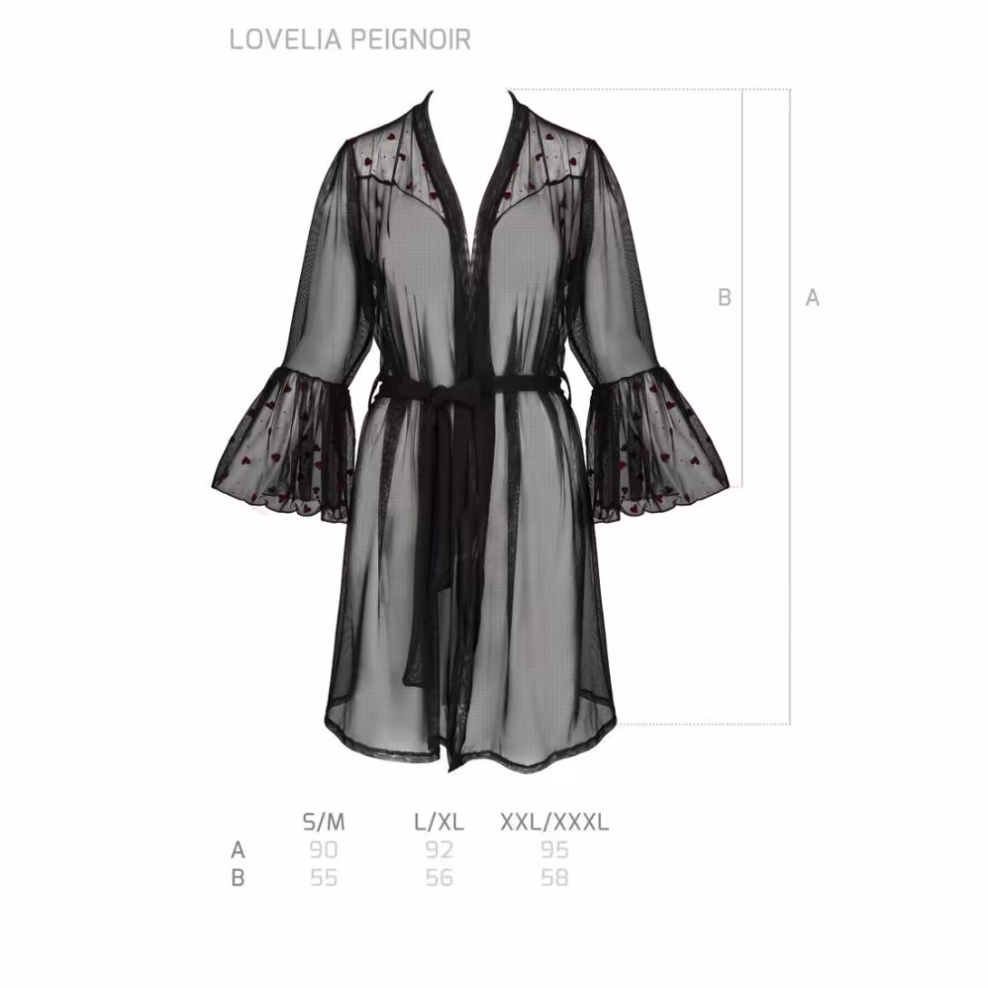 Повітряний пеньюар Passion LOVELIA PEIGNOIR L/XL, black — фото 7