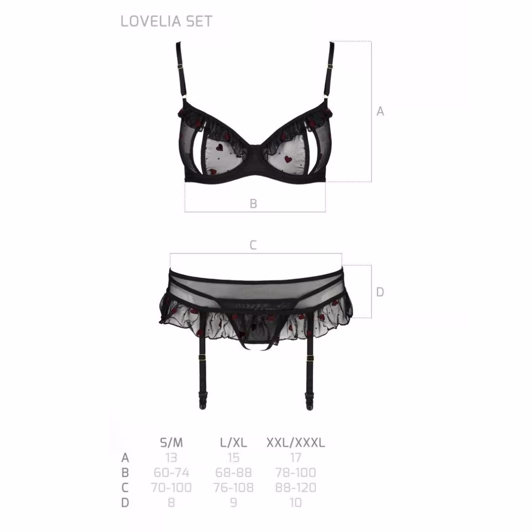 Сексуальний комплект з поясом для панчіх Passion LOVELIA SET L/XL, black — фото 7