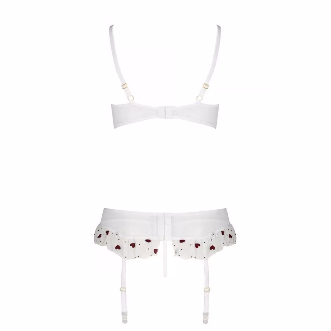 Сексуальний комплект з поясом для панчіх Passion LOVELIA SET XXL/XXXL, white — фото 6