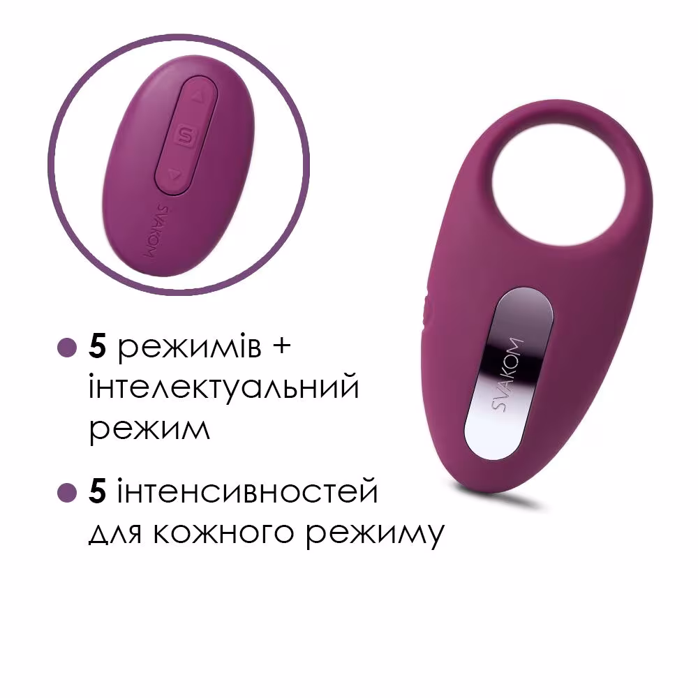 Ерекційне кільце з вібрацією та пультом ДК Svakom Winni Violet — фото 3