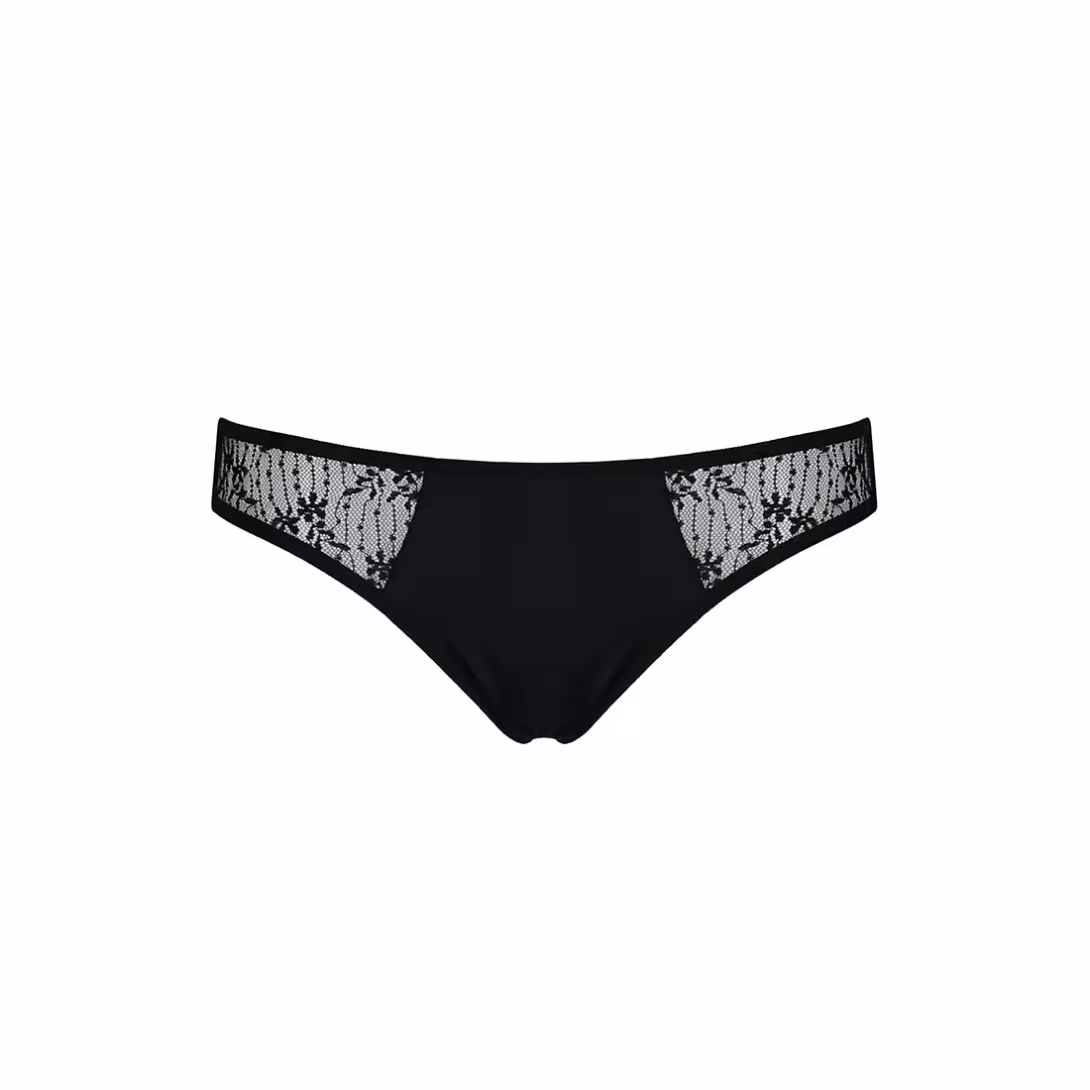 Трусики-сліпи з мереживною сіточкою Passion DINA THONG S/M, black — фото 5