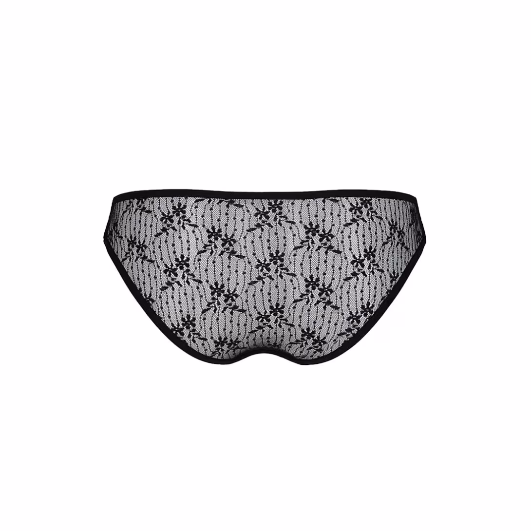 Трусики-сліпи з мереживною сіточкою Passion DINA THONG XXL/XXXL, black — фото 6