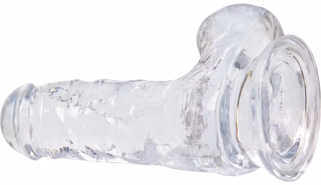 Прозорий фалоімітатор на присосці ADDICTION — Clear Dildo with Balls 6″, віброкуля в подарунок — фото 3