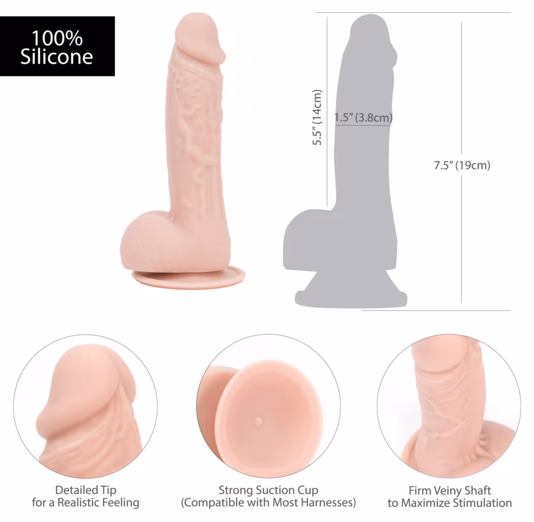 Реалістичний фалоімітатор на присосці ADDICTION — Mark 7,5″ Dildo With Balls, Beige — фото 4
