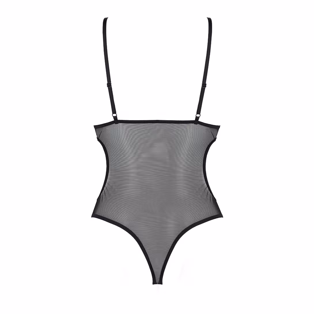 Боді з ажурним ліфом Passion CHRISTA BODY S/M, black — фото 4