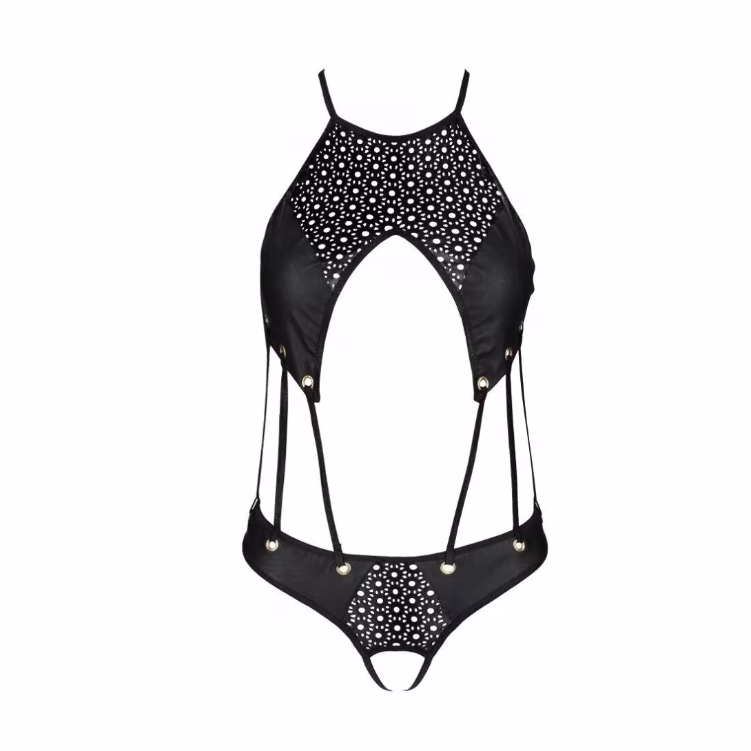 Розпродаж!!! Боді з екошкіри з ремінцями та перфорацією Tamaris Body black L/XL — Passion — фото 3