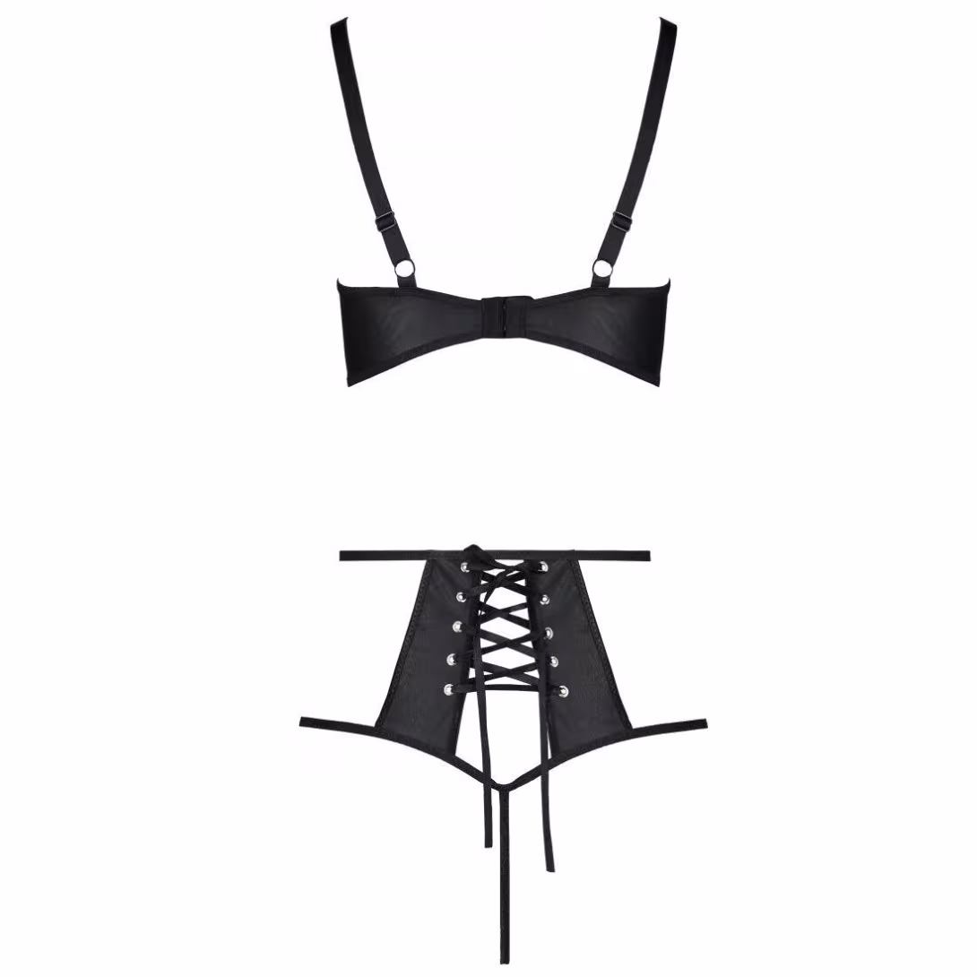 Розпродаж!!! Комплект з екошкіри Passion Tamaris Set black S/M, бюстгальтер та трусики — фото 4