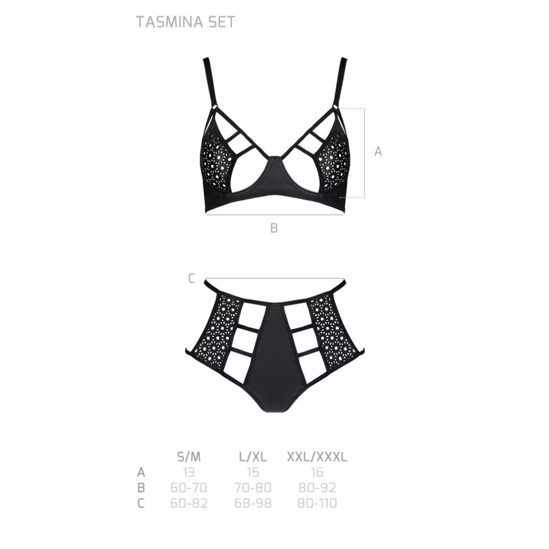 Розпродаж!!! Комплект з екошкіри Passion Tamaris Set black S/M, бюстгальтер та трусики — фото 5
